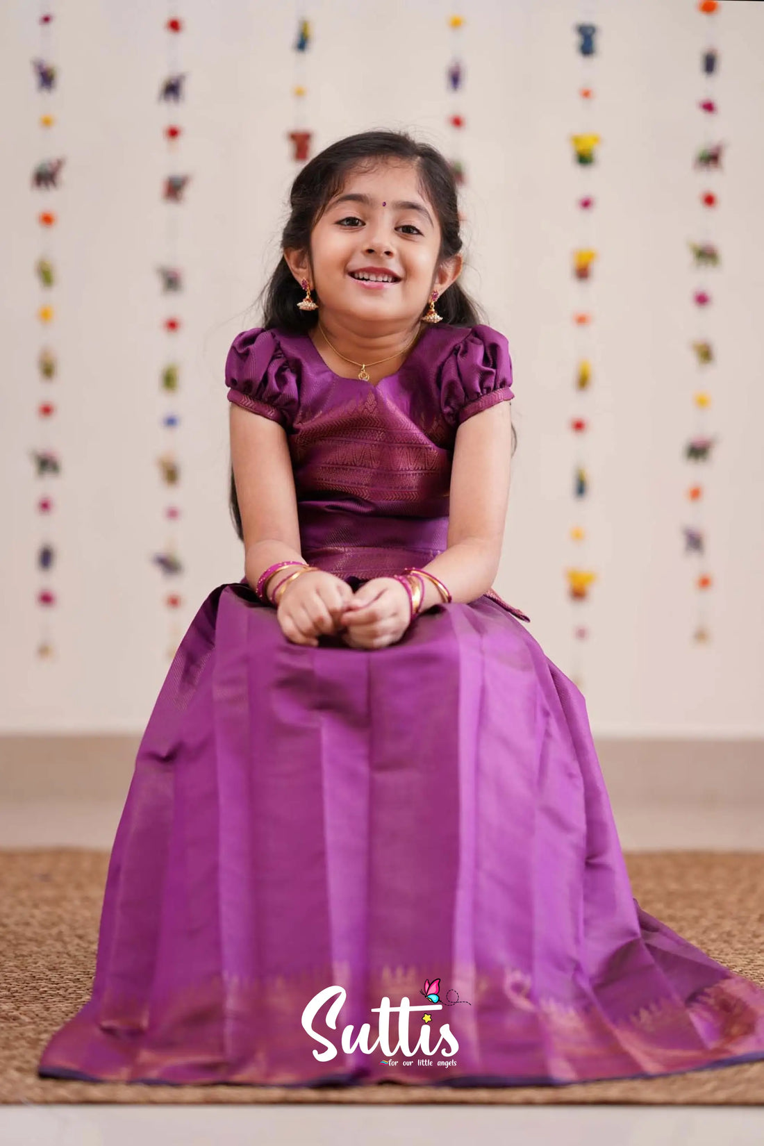 Padmakshi - Purplish Magenta Semi Silk Pavadai Sattai Kids-Suttis