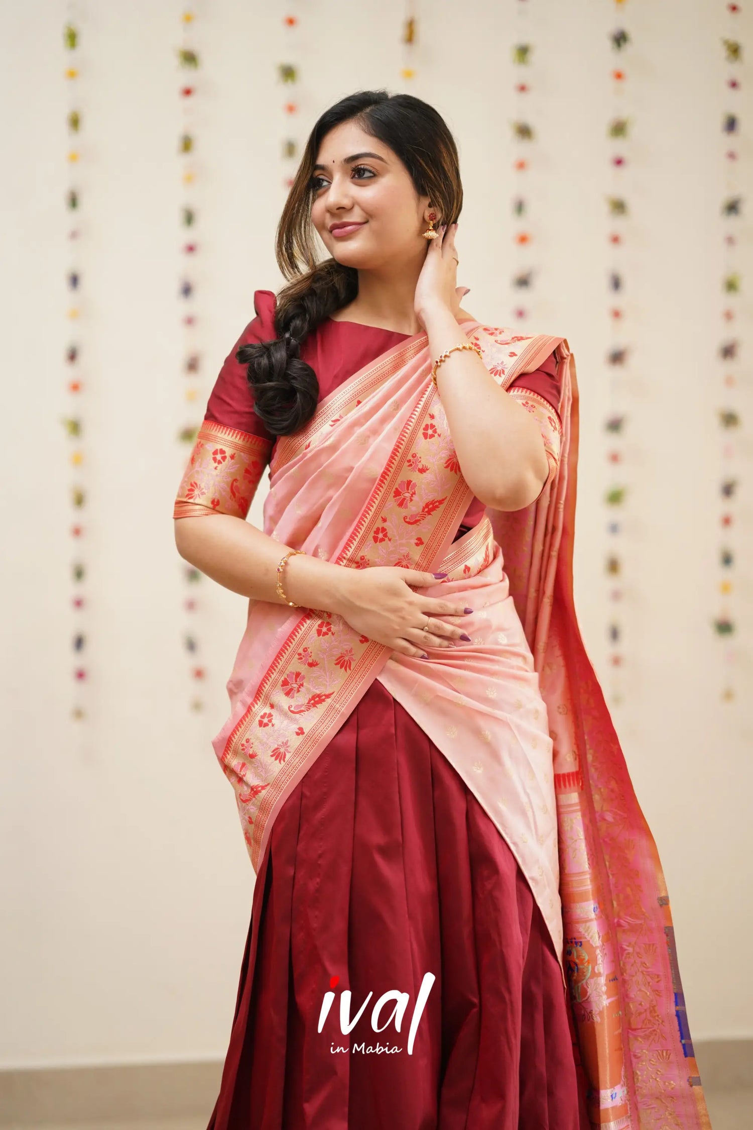 Padmakshi - Red And Pink Paithani Art Silk Halfsaree Half Sarees