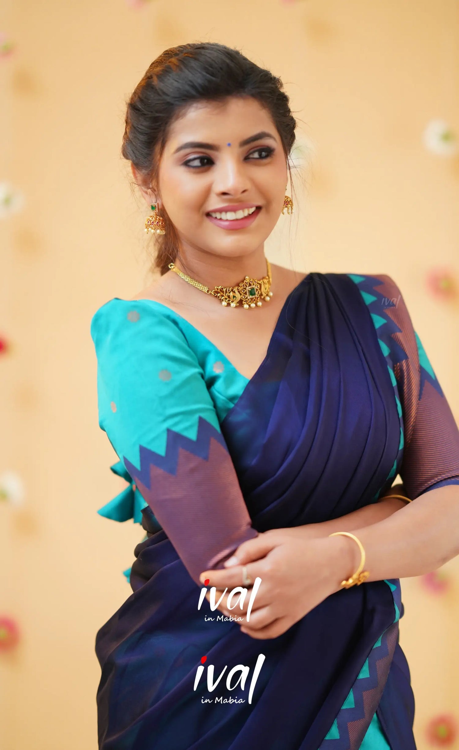 Padmakshi Teal Blue and Royal Blue Blended Silk Halfsaree - Half Sarees