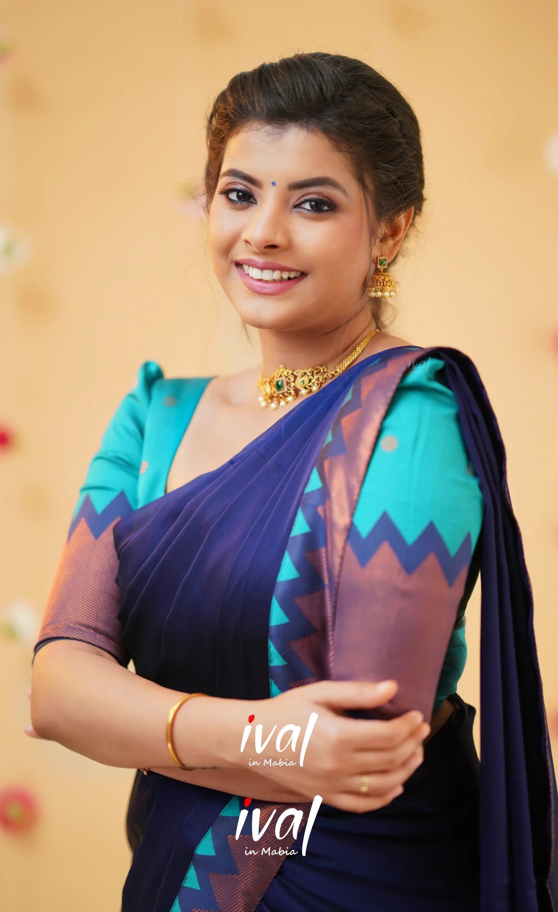 Padmakshi Teal Blue and Royal Blue Blended Silk Halfsaree - Half Sarees