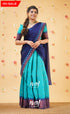 Padmakshi Teal Blue and Royal Blue Blended Silk Halfsaree - Half Sarees