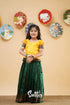 Padmakshi - Yellow And Dark Green Semi Silk Pavadai Sattai Kids-Suttis