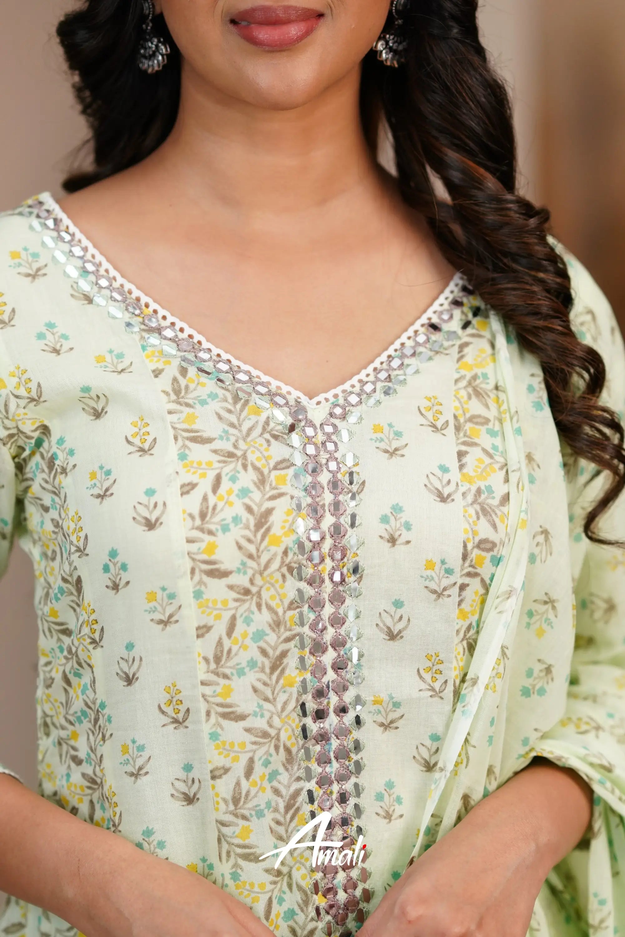 Pastel Green Cotton Anarkali Anarkalis