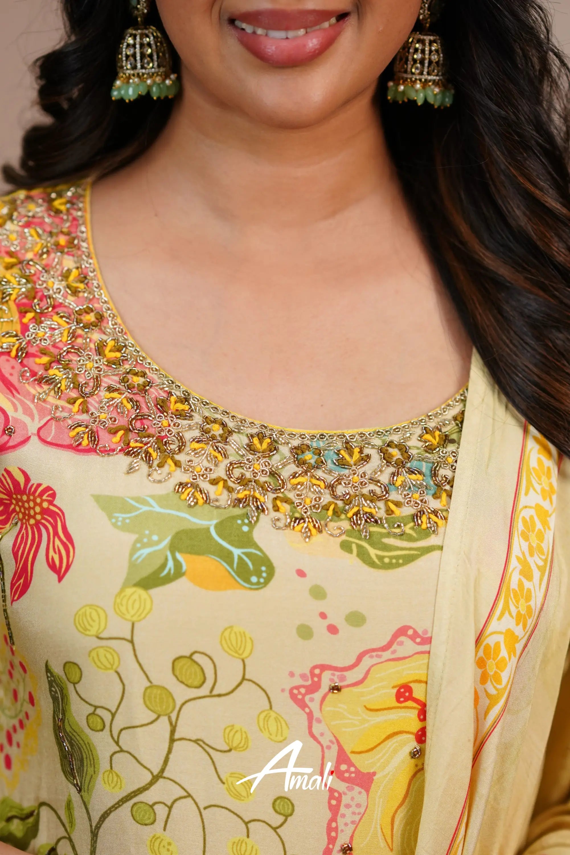 Pastel Yellow Crepe Salwar Anarkalis