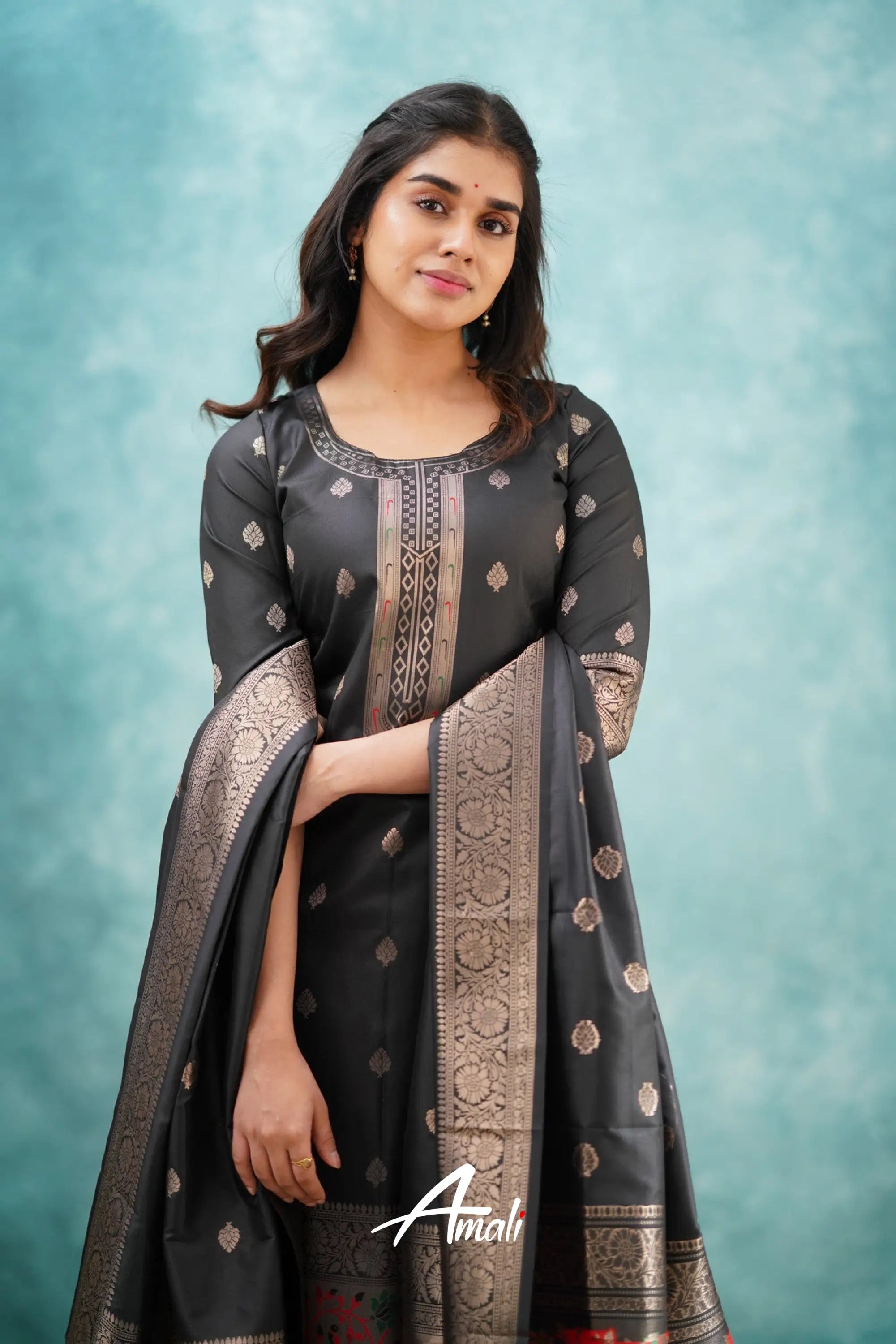 Pavani - Black Blended Paithani Silk Salwar Salwar