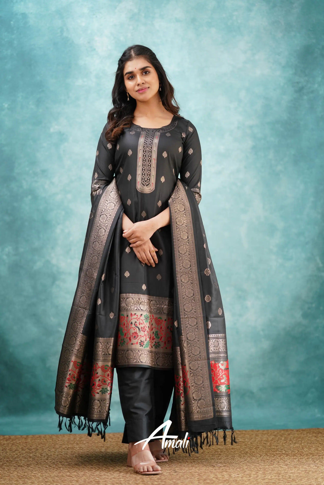 Pavani - Black Blended Paithani Silk Salwar Salwar