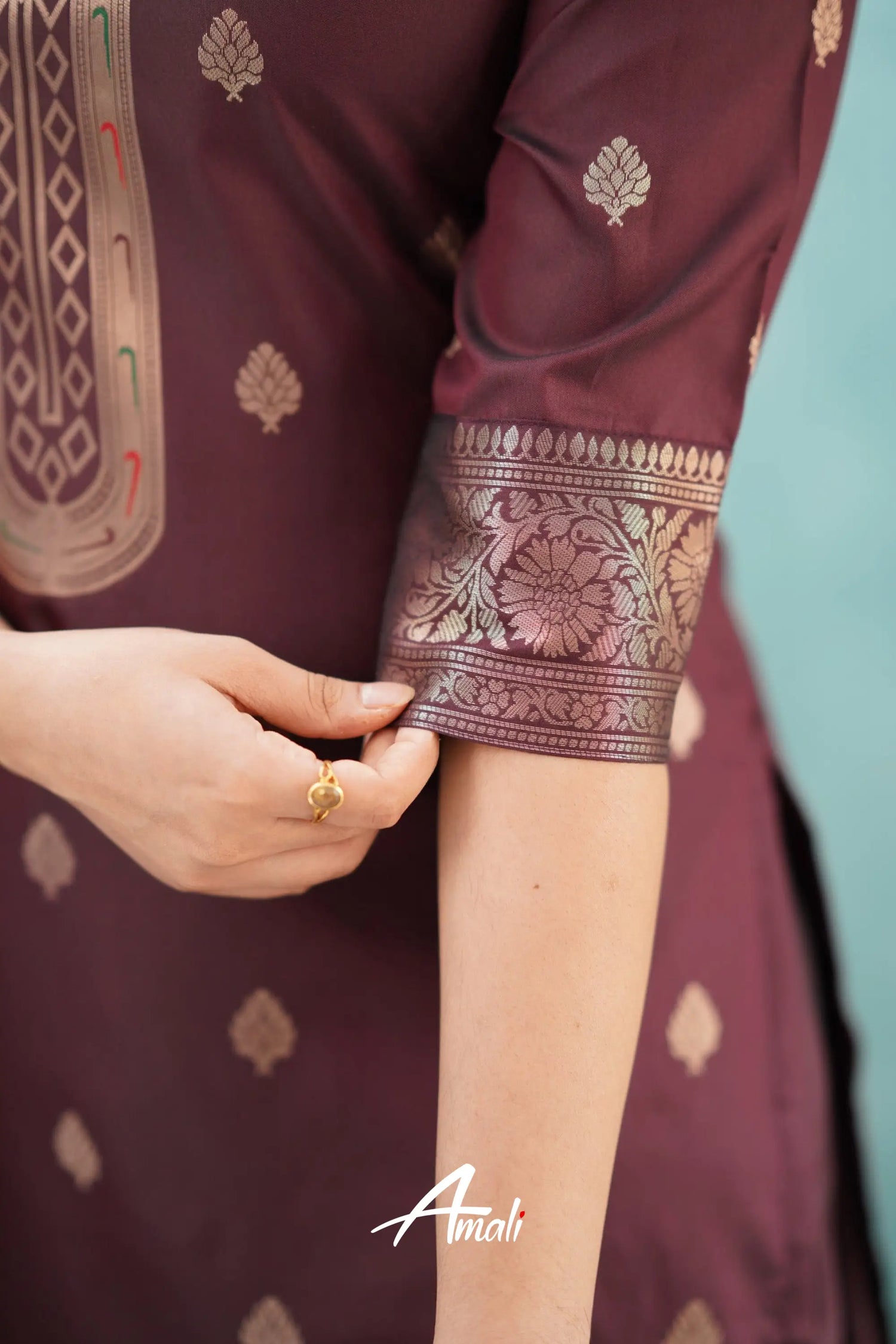 Pavani - Coffee Brown Blended Paithani Silk Salwar Salwar