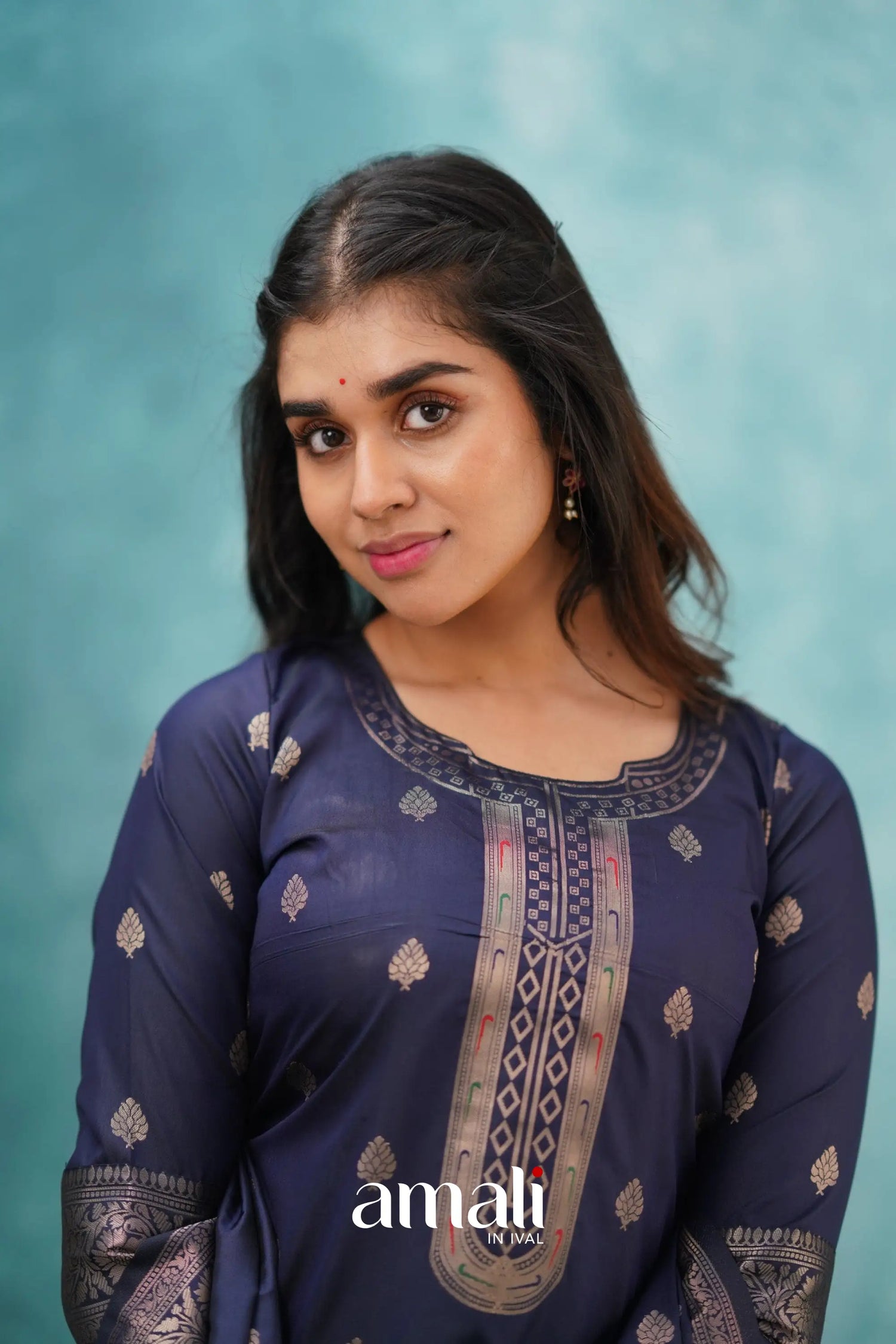 Pavani - Navy Blue Blended Paithani Silk Salwar Salwar