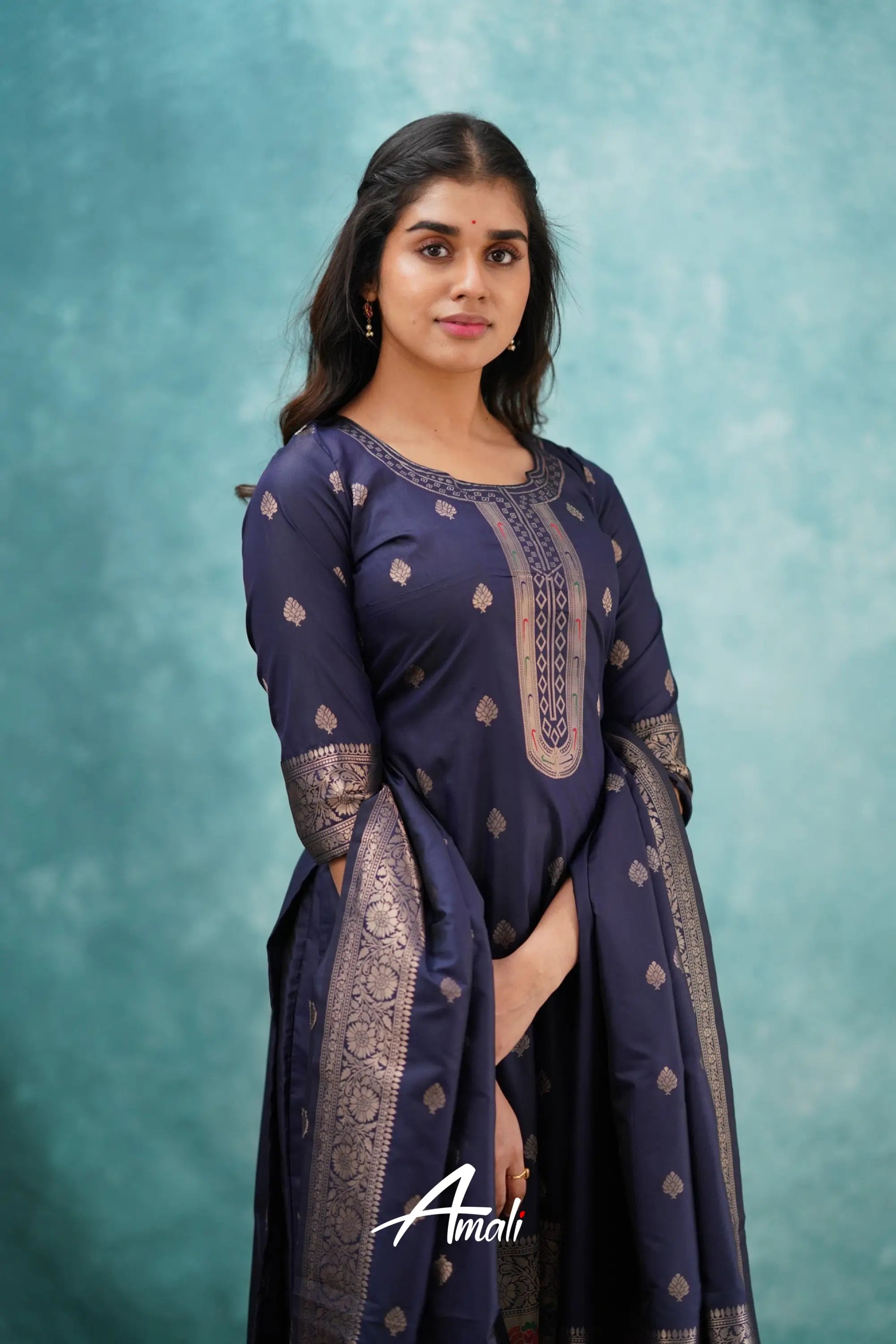 Pavani - Navy Blue Blended Paithani Silk Salwar Salwar