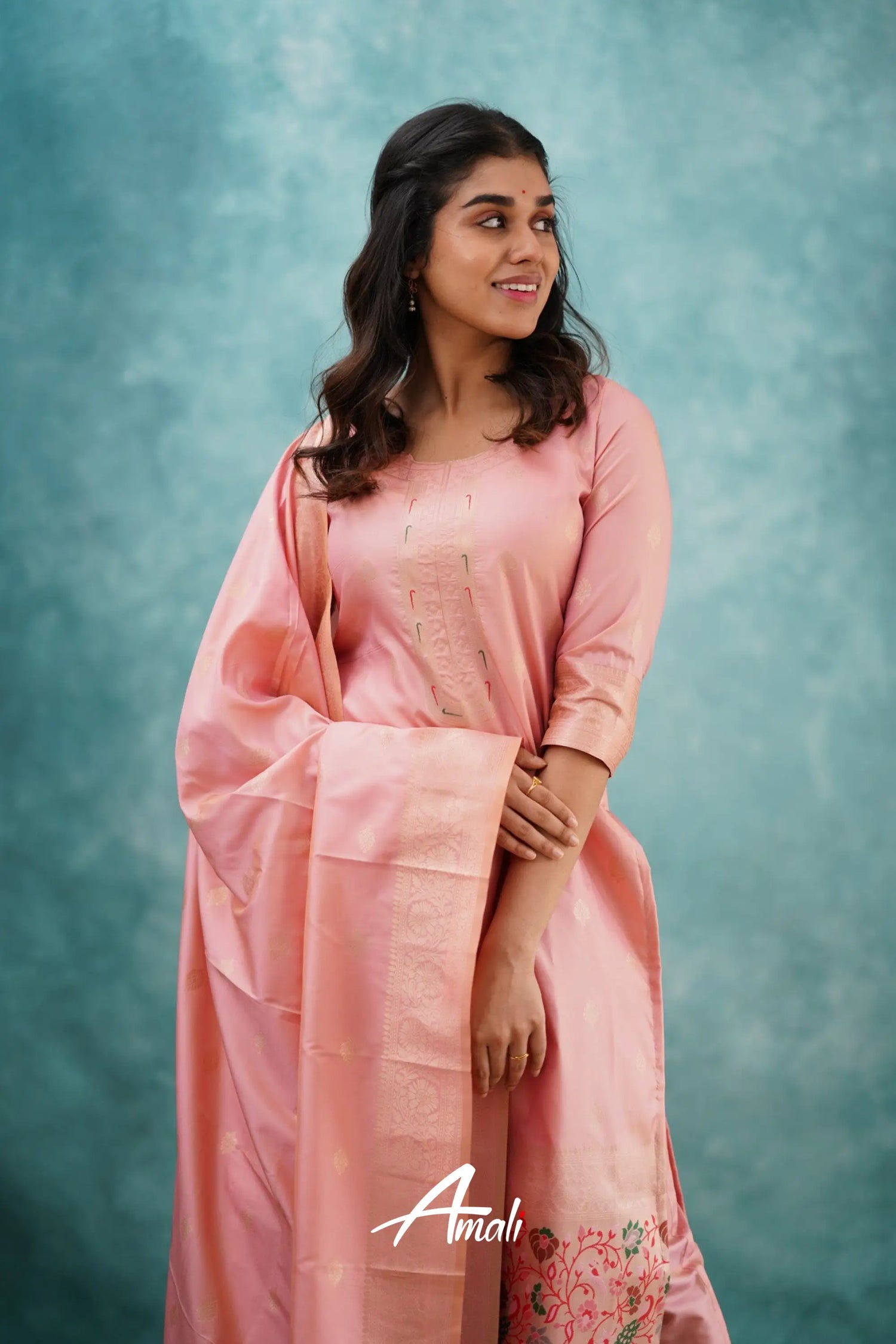 Pavani - Pastel Pink Blended Paithani Silk Salwar Salwar