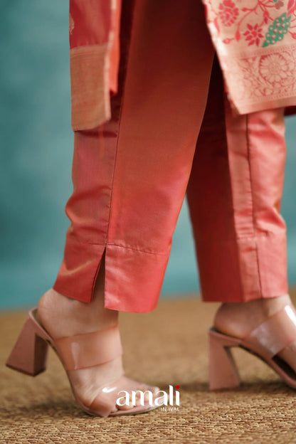 Pavani - Peach Blended Paithani Silk Salwar Salwar