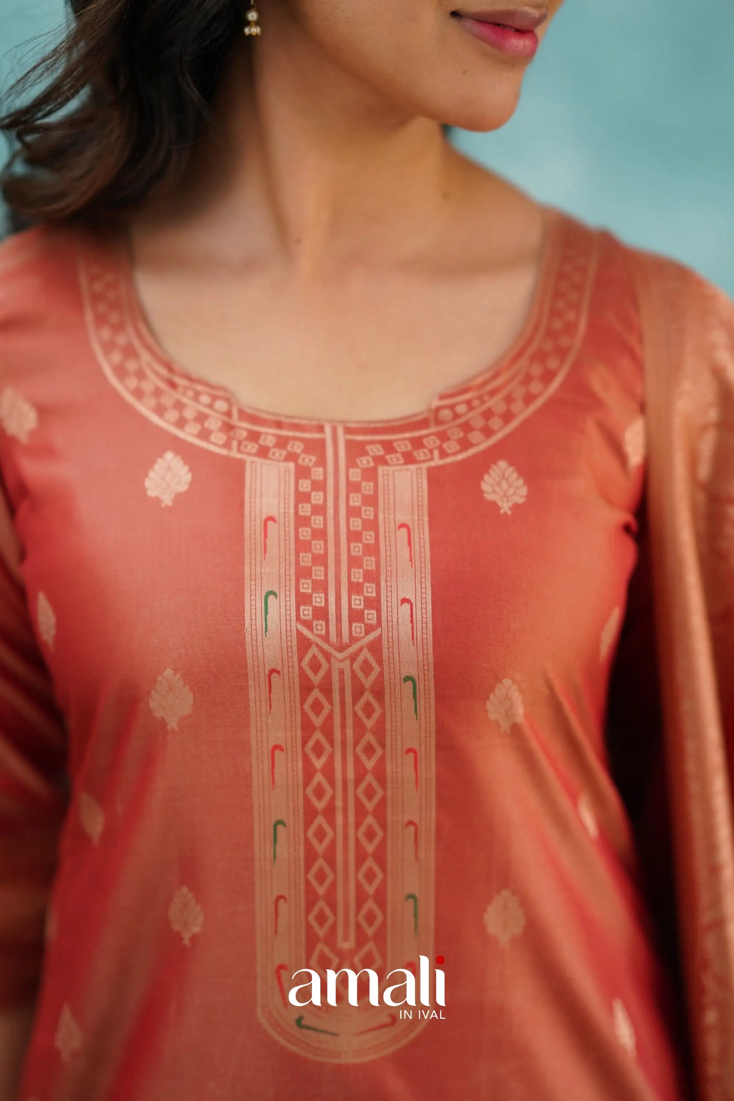 Pavani - Peach Blended Paithani Silk Salwar Salwar