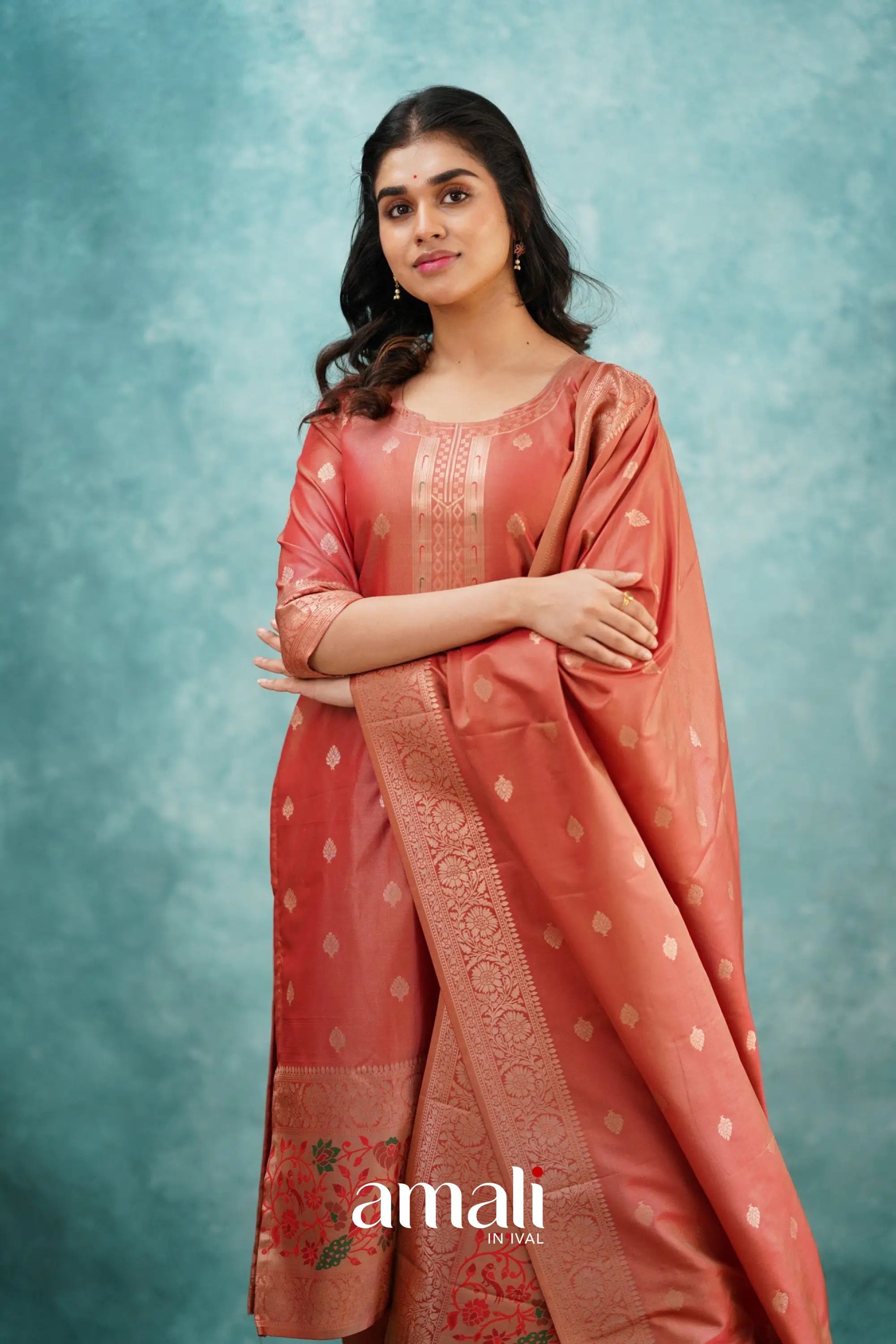 Pavani - Peach Blended Paithani Silk Salwar Salwar