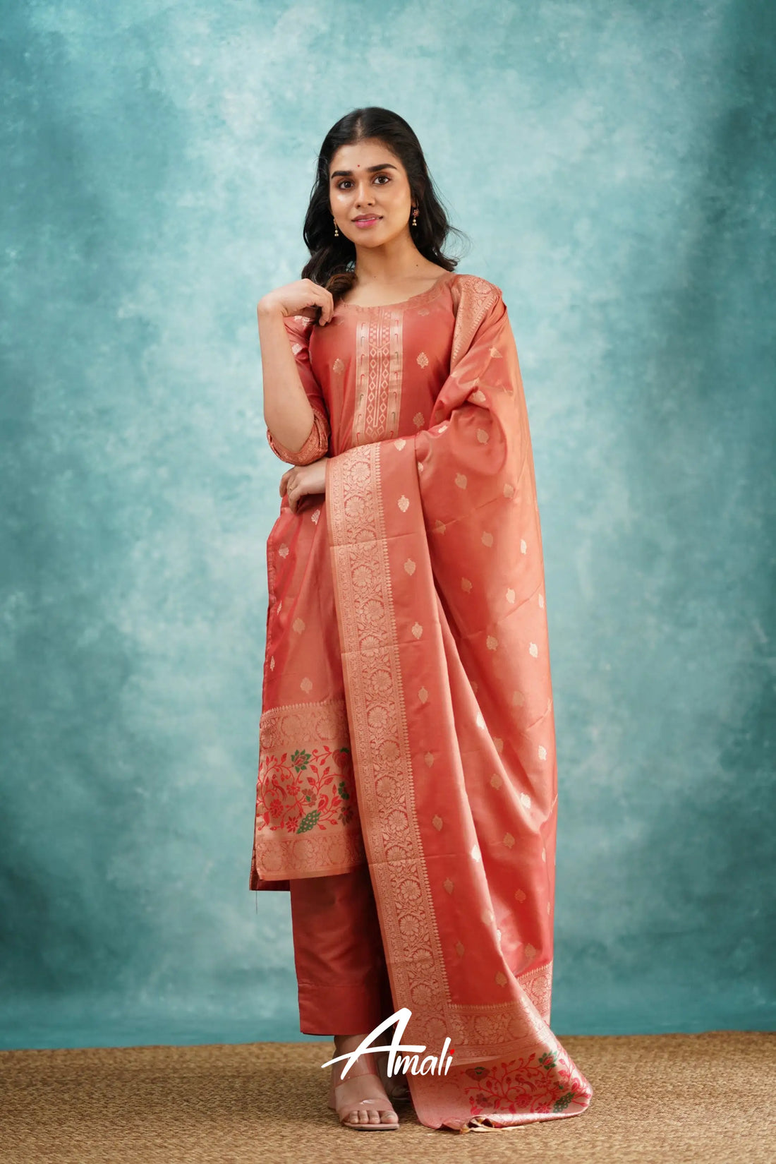 Pavani - Peach Blended Paithani Silk Salwar Salwar