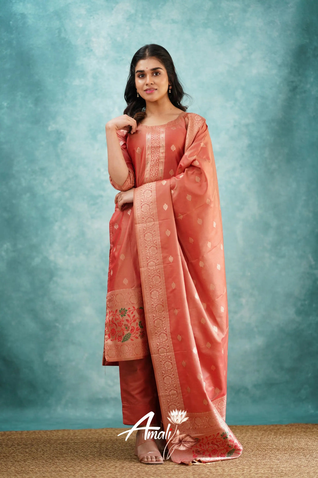 Pavani - Peach Blended Paithani Silk Salwar Salwar