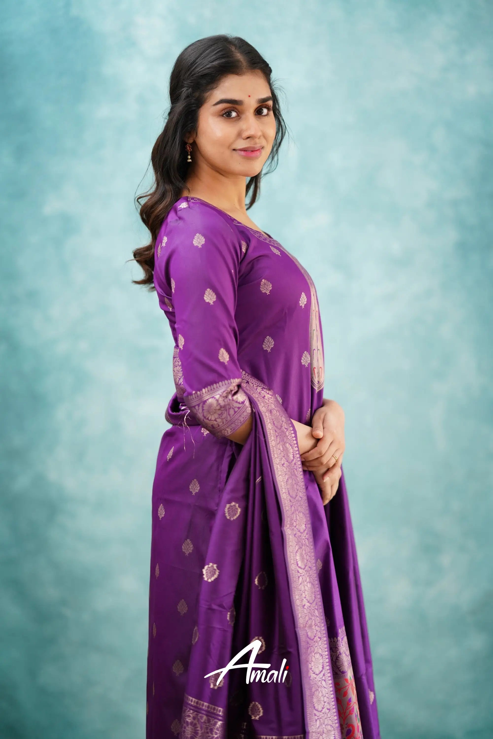 Pavani - Purple Blended Paithani Silk Salwar Salwar