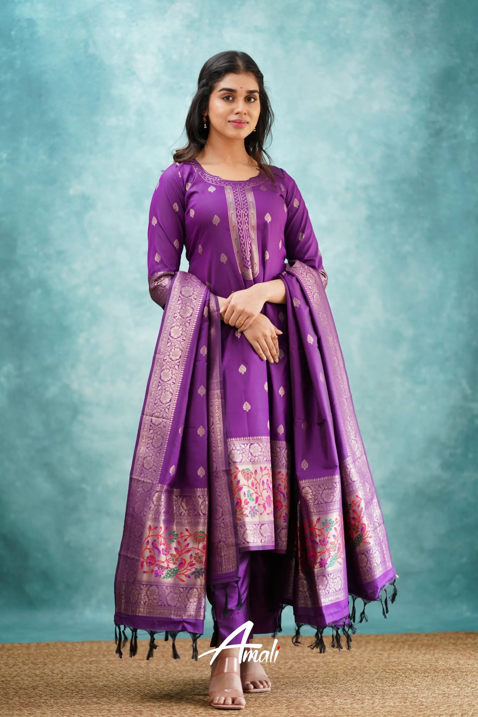 Pavani - Purple Blended Paithani Silk Salwar Salwar