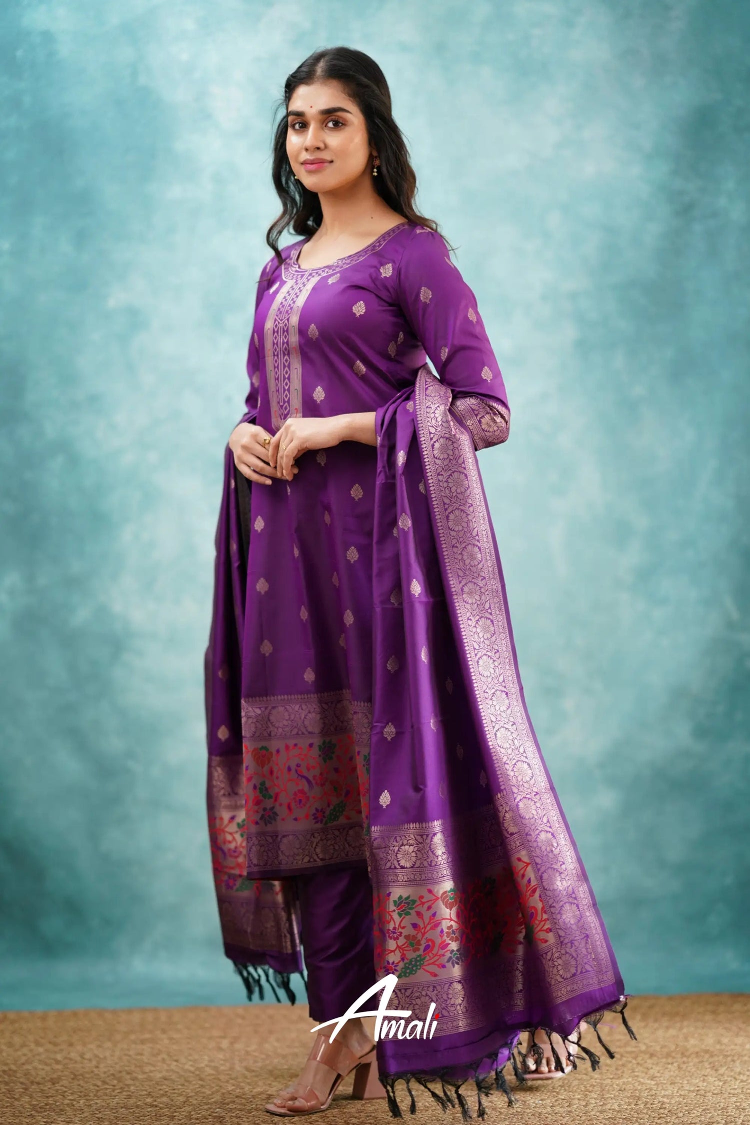 Pavani - Purple Blended Paithani Silk Salwar Salwar