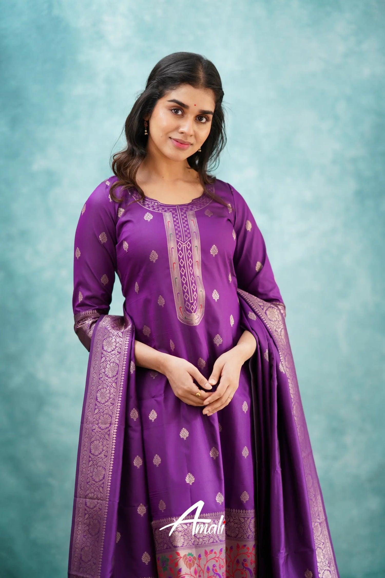 Pavani - Purple Blended Paithani Silk Salwar Salwar