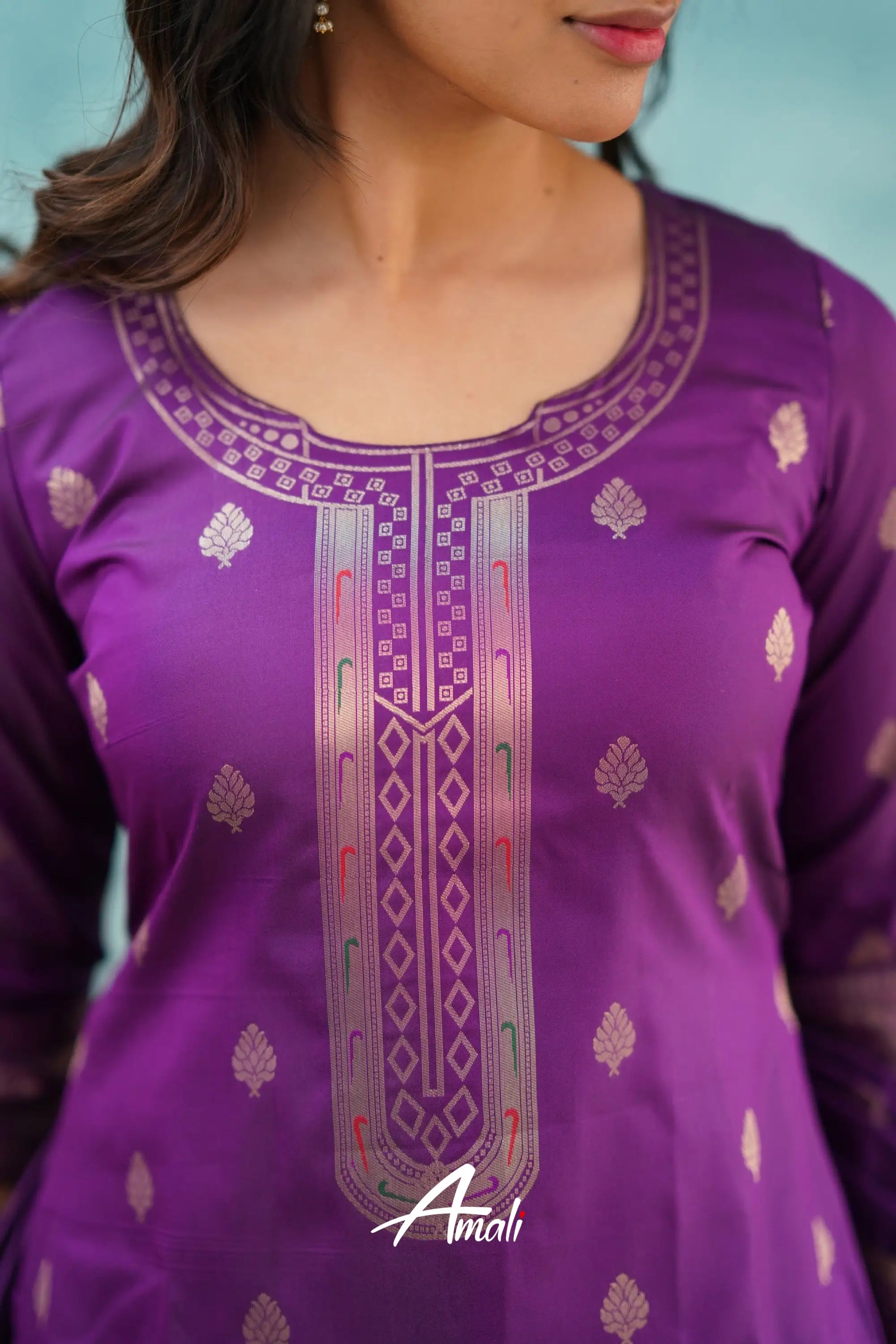 Pavani - Purple Blended Paithani Silk Salwar Salwar