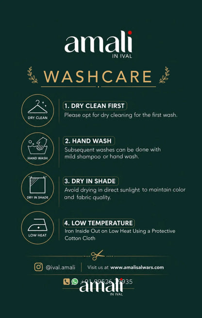 Peacock Blue Aari Handworked Georgette A-Line Top - salwar