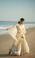 Pearl Silky Organza Halfsaree - Off white and Gold Half Sarees