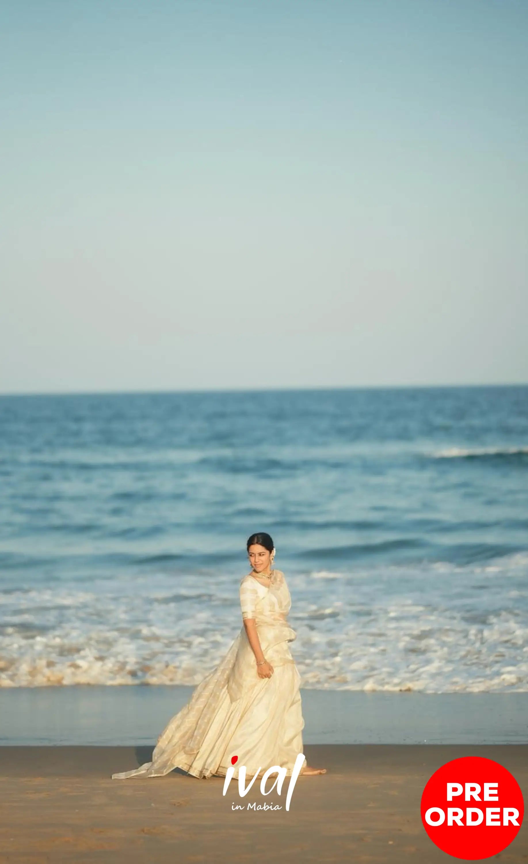 Pearl Silky Organza Halfsaree - Off white and Gold Half Sarees