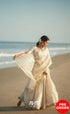 Pearl Silky Organza Halfsaree - Off white and Gold Half Sarees