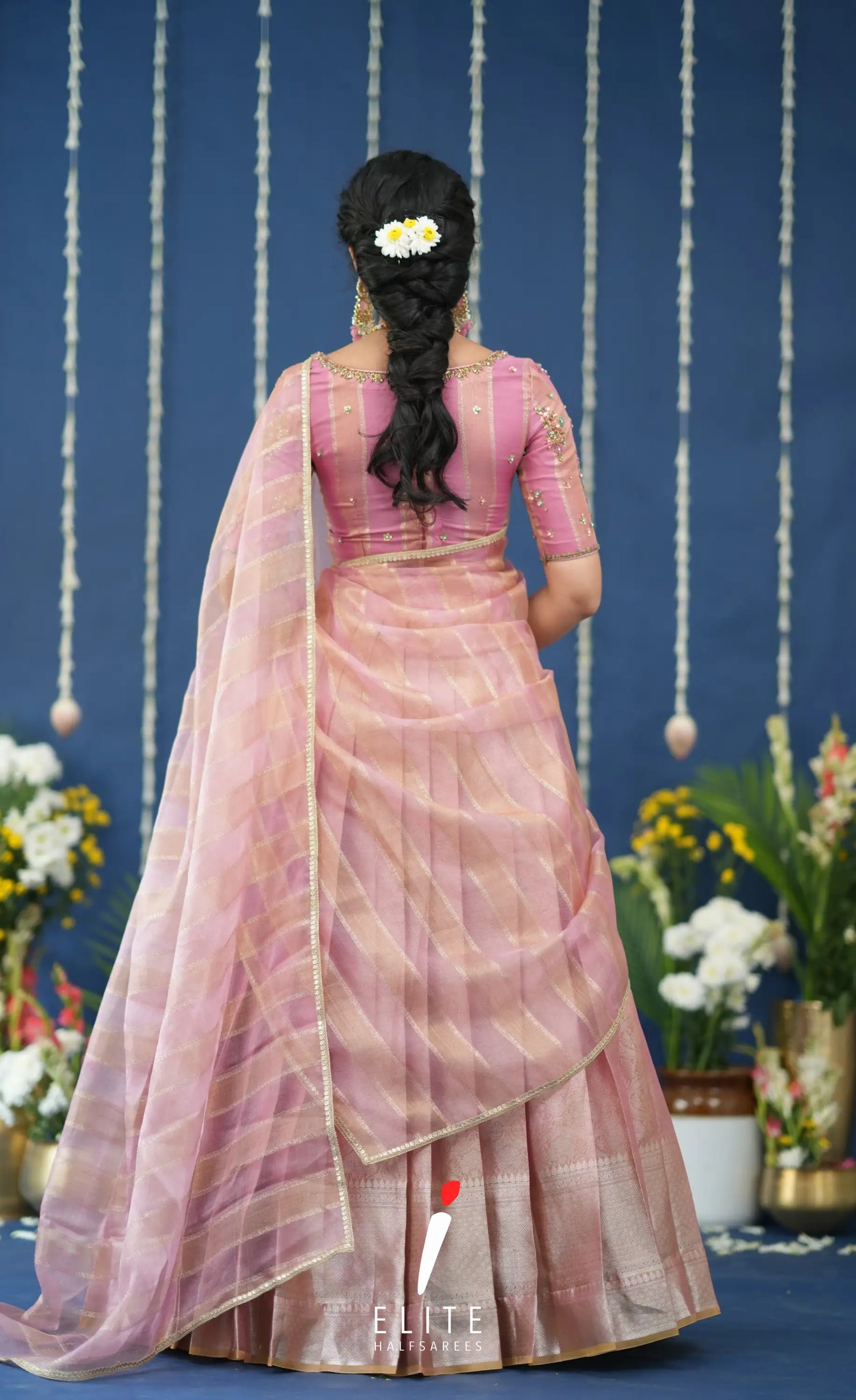 Pearl Tissue Halfsaree Light Pink Half Sarees