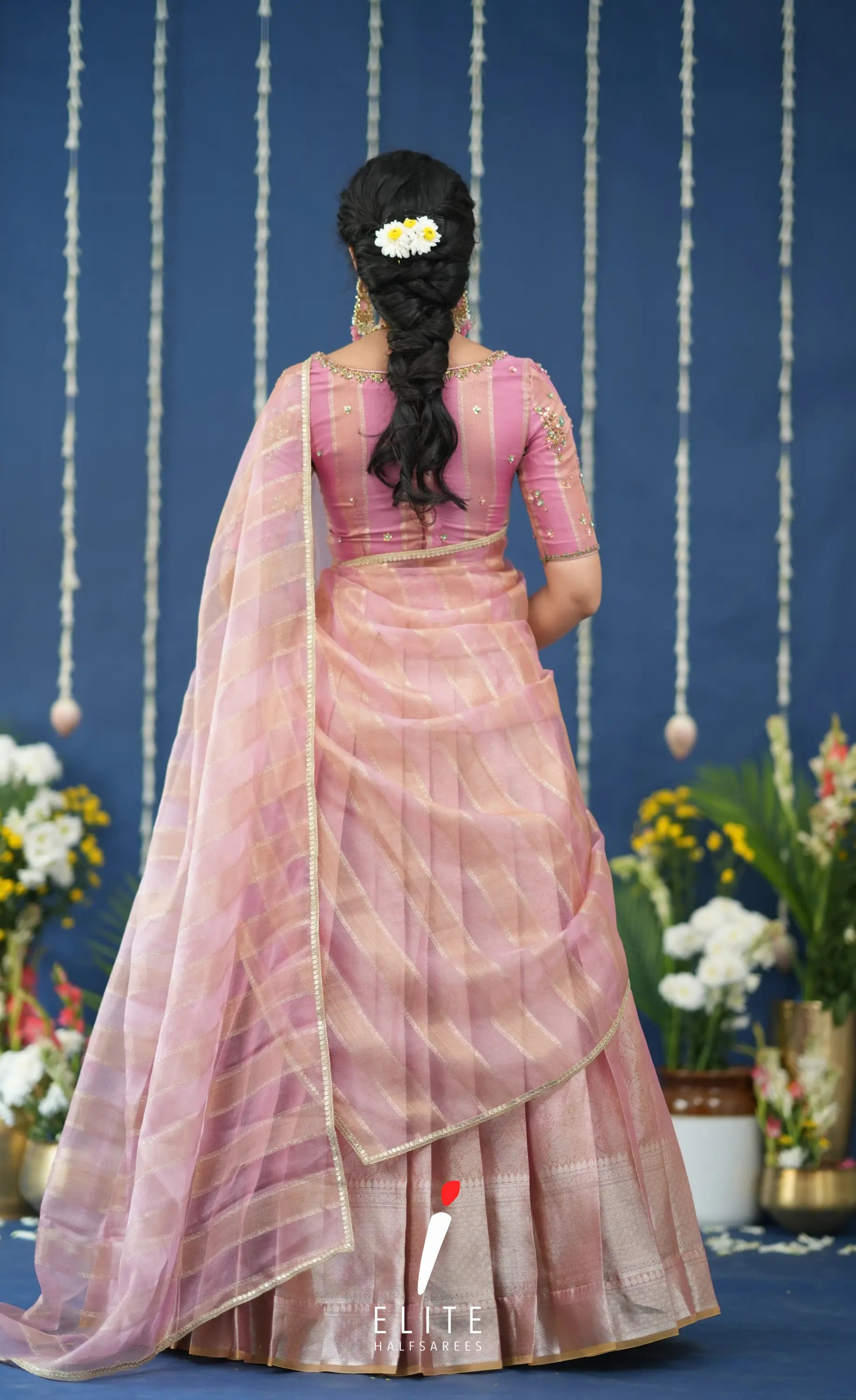 Pearl Tissue Halfsaree Light Pink Half Sarees