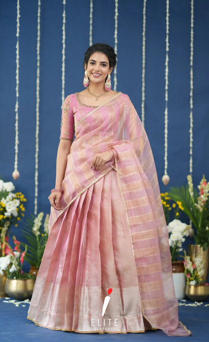 Pearl Tissue Halfsaree Light Pink Half Sarees