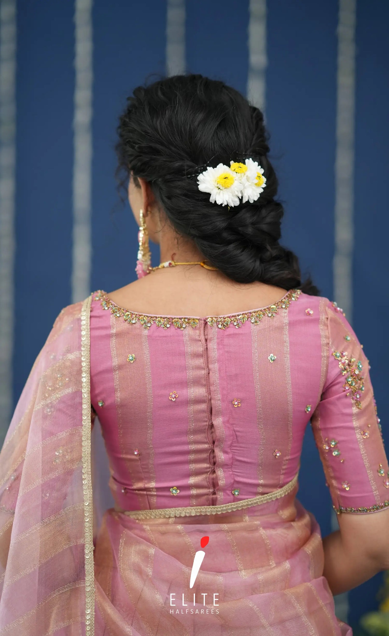 Pearl Tissue Halfsaree Light Pink Half Sarees