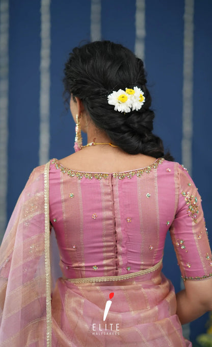 Pearl Tissue Halfsaree Light Pink Half Sarees