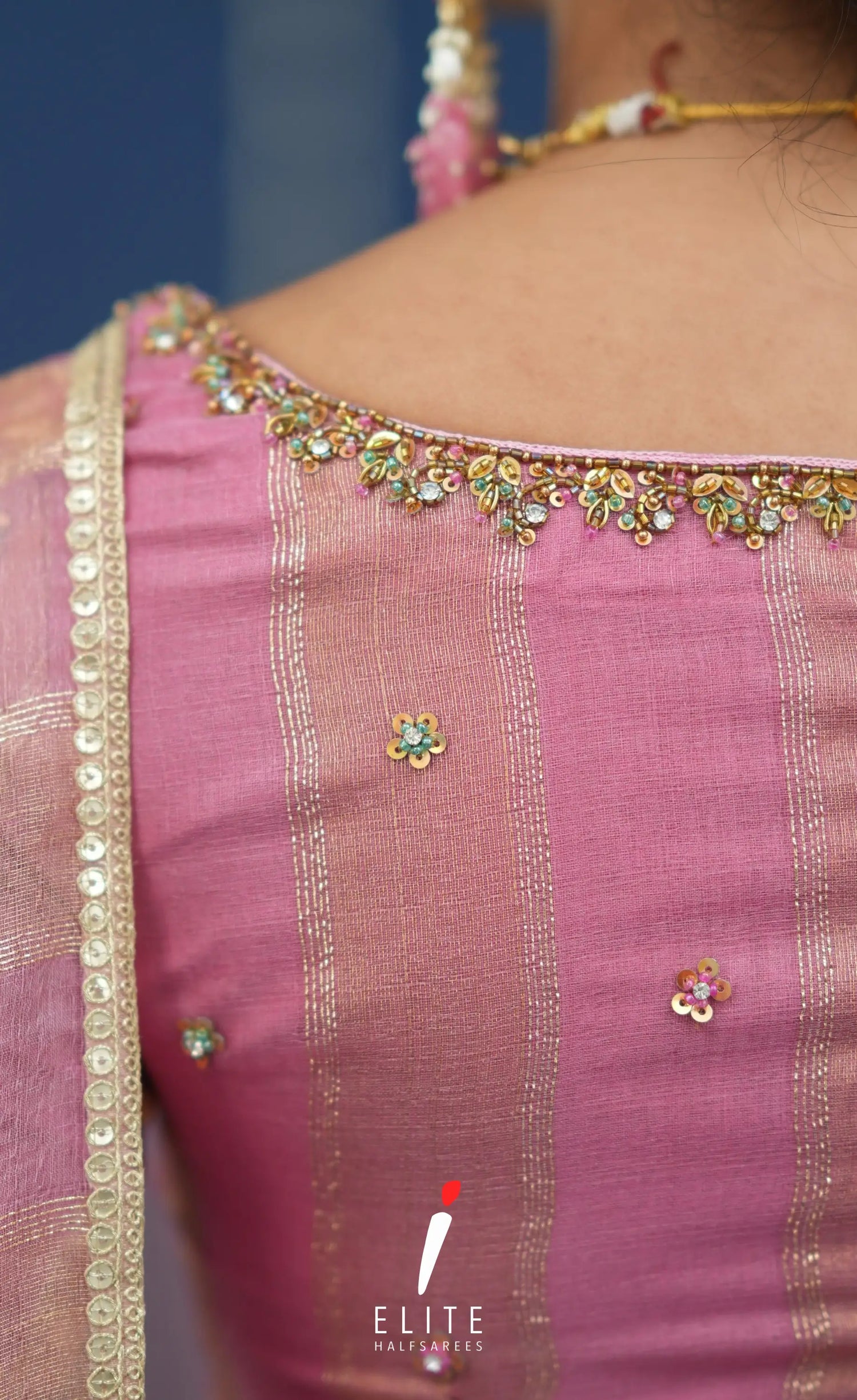 Pearl Tissue Halfsaree Light Pink Half Sarees