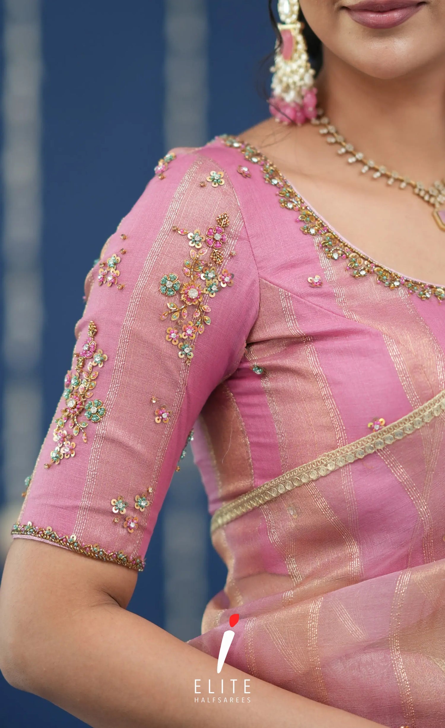 Pearl Tissue Halfsaree Light Pink Half Sarees