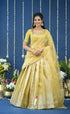 Pearl Tissue Halfsaree Yellow Half Sarees