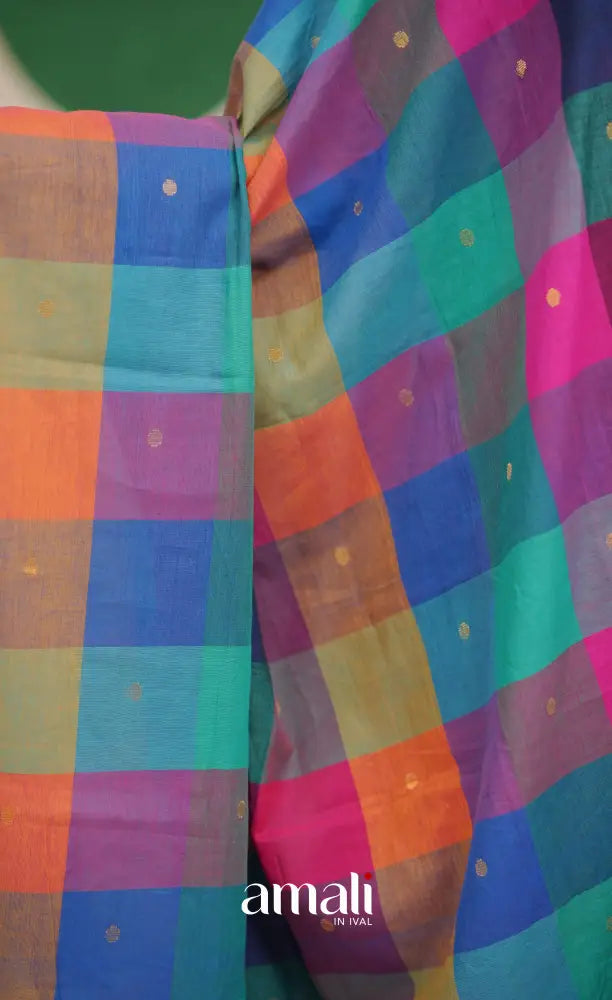 Pink and Multi Coloured Checks A-Line Salwar Set salwar