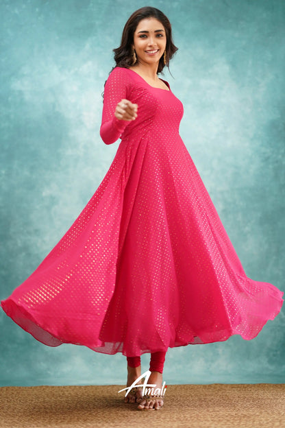 Pink Georgette Anarkali Anarkalis