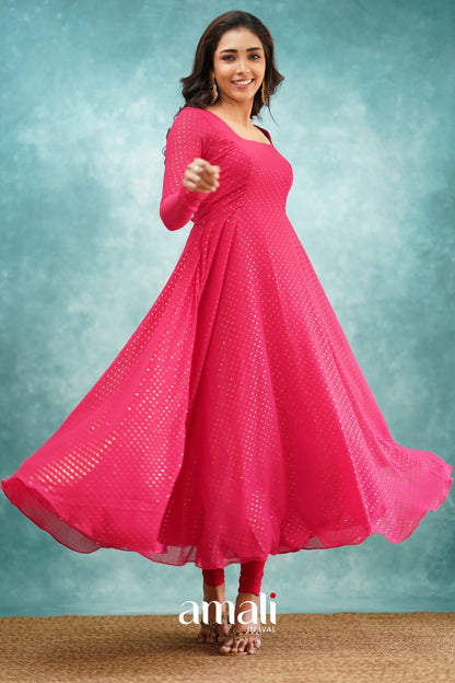 Pink Georgette Anarkali Anarkalis