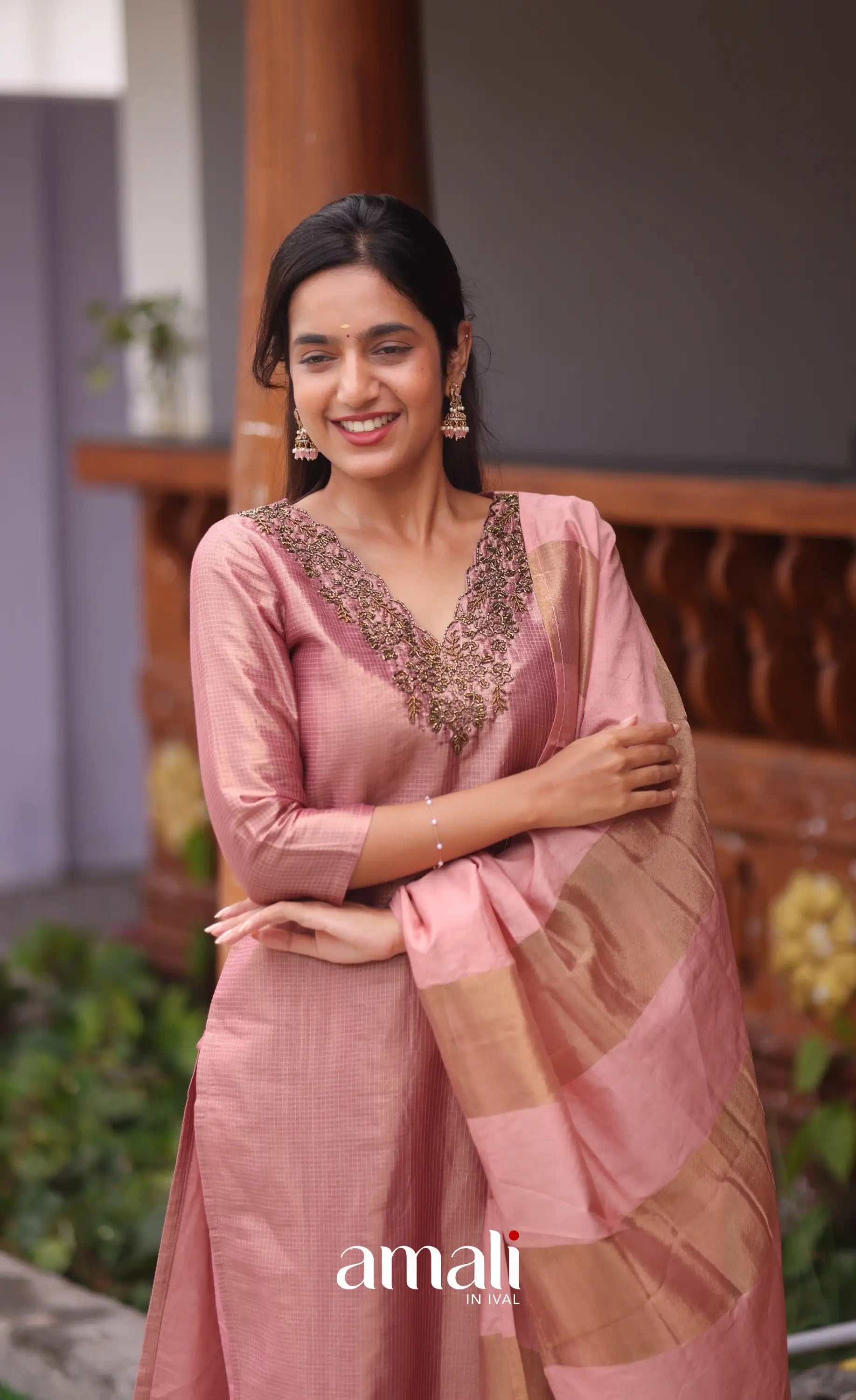 Pink Tissue Blend Salwar Set - salwar