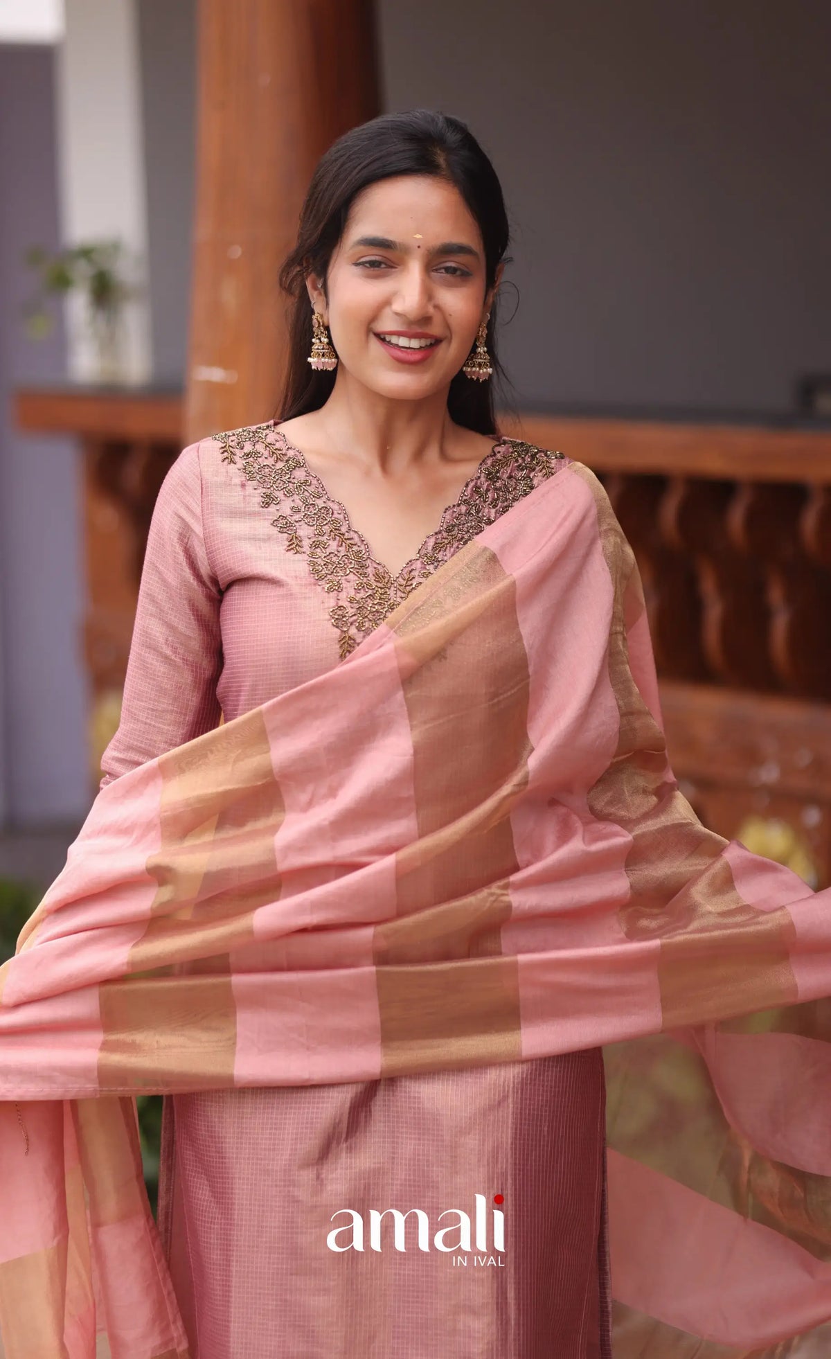 Pink Tissue Blend Salwar Set - salwar