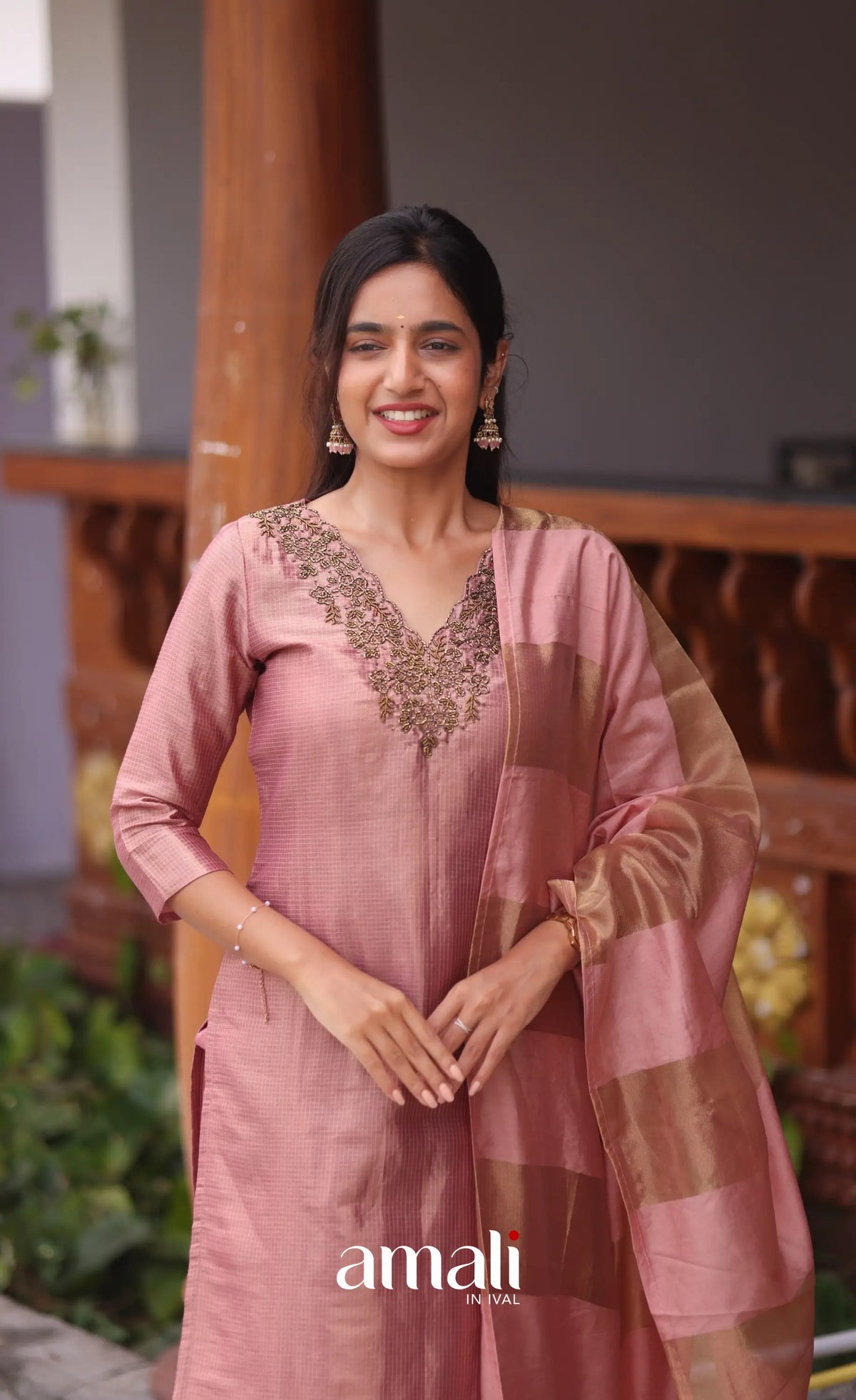 Pink Tissue Blend Salwar Set - salwar