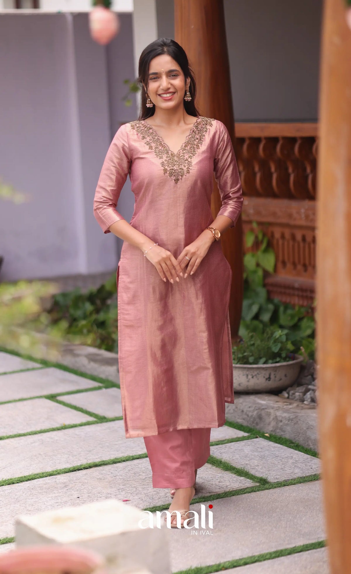 Pink Tissue Blend Salwar Set - salwar