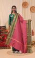 Pink With Bottle Green Chettinad Cotton Dupatta salwar
