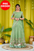 Prachi Metallic Chiffon Half Saree - Dull Green Sarees