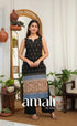Priyo co-ord set- Black and Blue Cotton Straight Kurti with Pant - salwar