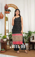 Priyo co-ord set- Black and Reddish Pink Cotton Straight Kurti with Pant - salwar