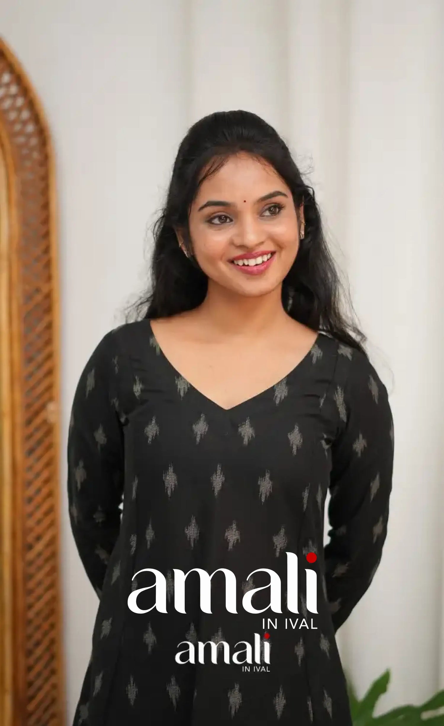 Priyo co-ord set - Black and Yellow Cotton A-Line Top with Pant - salwar