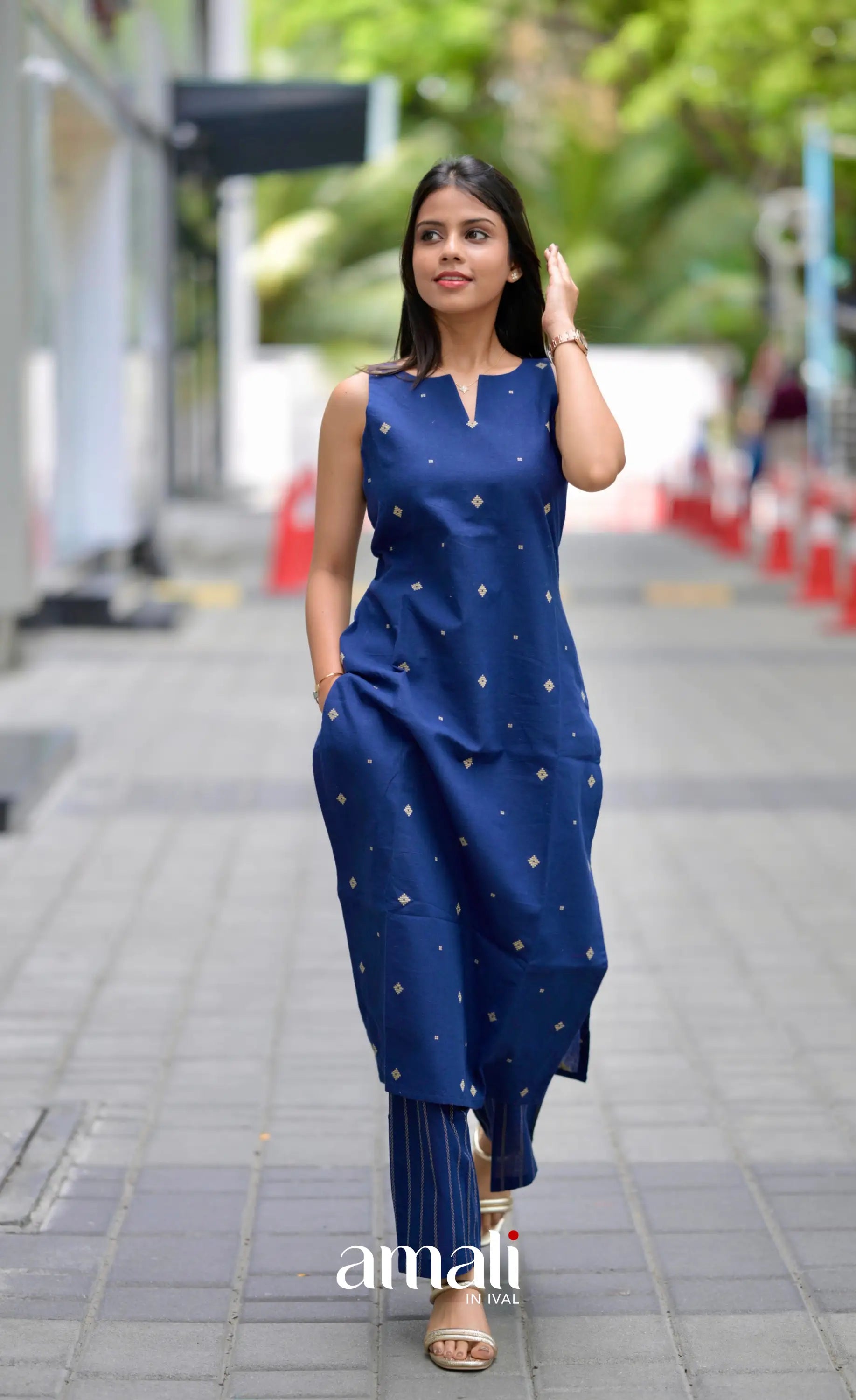 Priyo co-ord set- Navy Blue salwar
