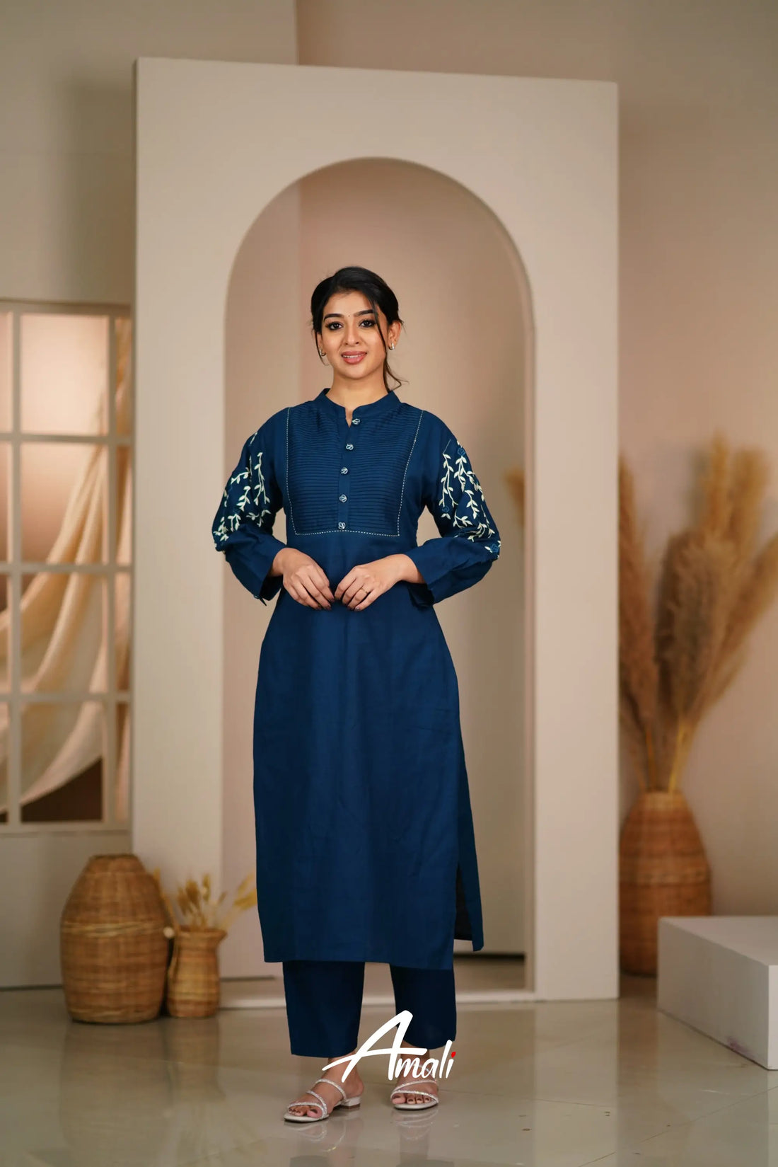 Prussian Blue Cotton Salwar Anarkalis